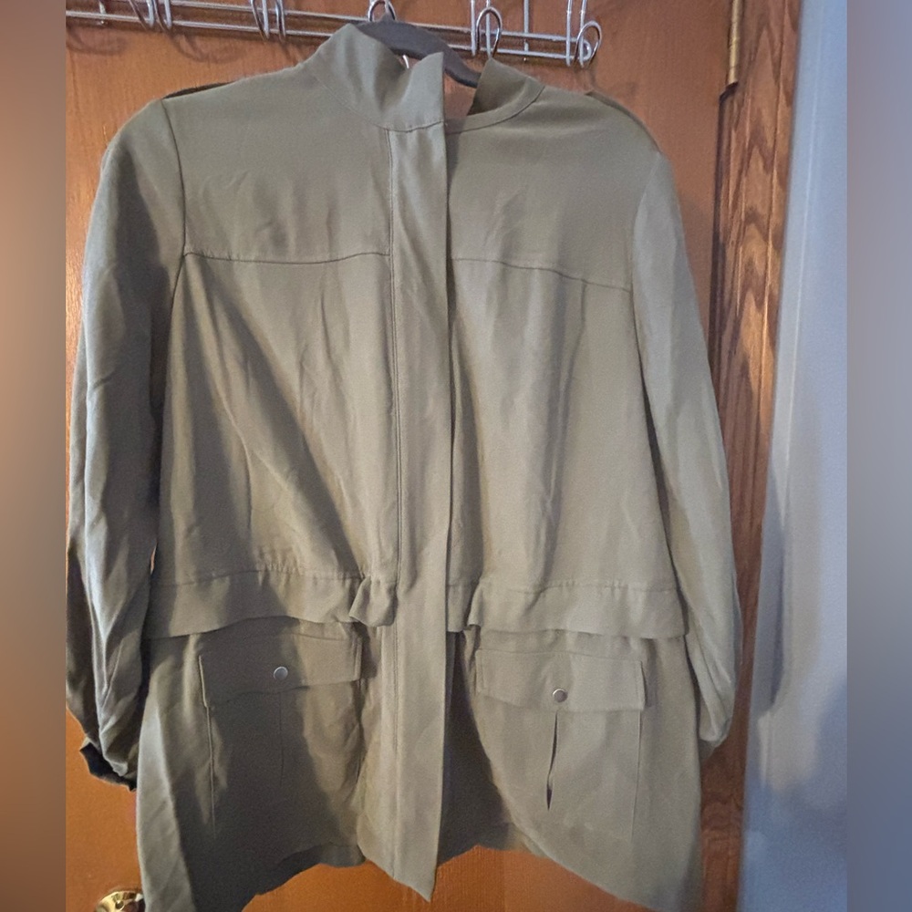 NWT Apt. 9 Women Kagan Green XL Jacket Roll Sleeve P2P 24” Length 29”